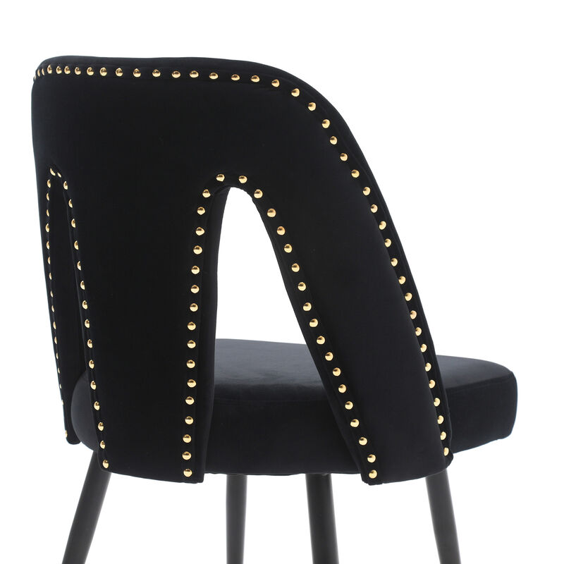 Hivvago 2 pcs Modern Contemporary Velvet Upholstered Dining Chair with Nailheads