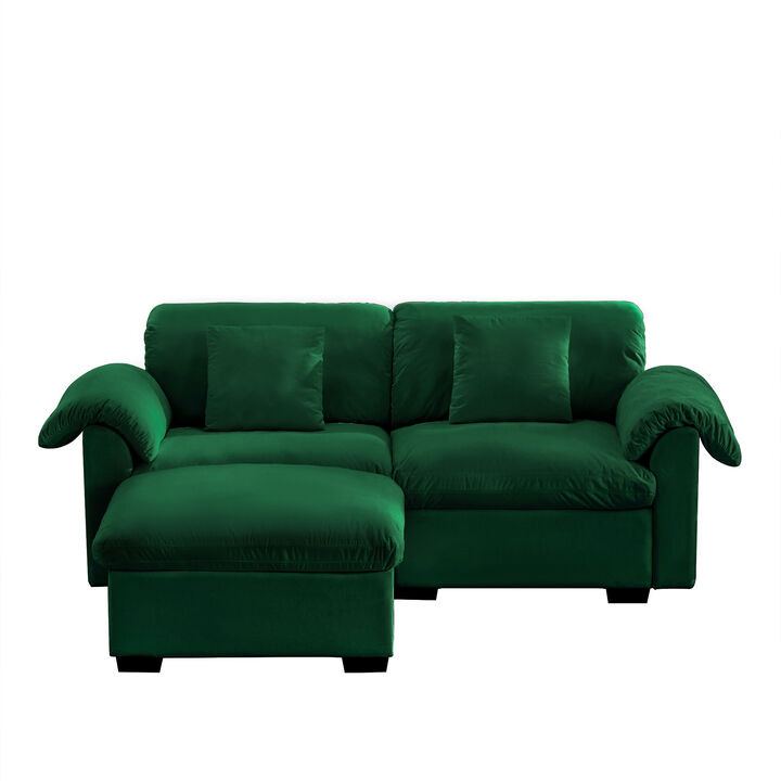 Merax Loveseat Sofa with Storage Reversible Ottoman