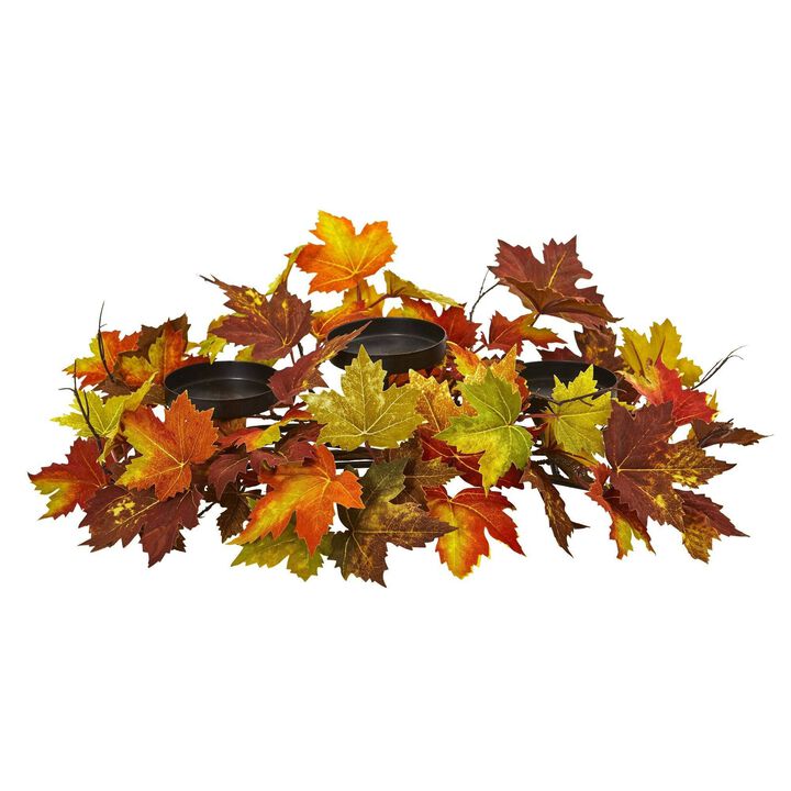 Nearly Natural 22-in Maple Leaf Artificial Arrangement Candelabrum