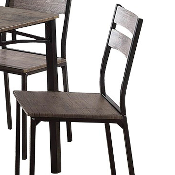 7 Piece Metal And Wood Dining Table Set In Antique Brown - Benzara