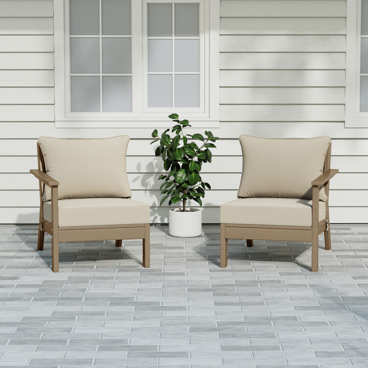 WestinTrends Outdoor Patio HDPE Loveseat Sofa with Patio Cushions