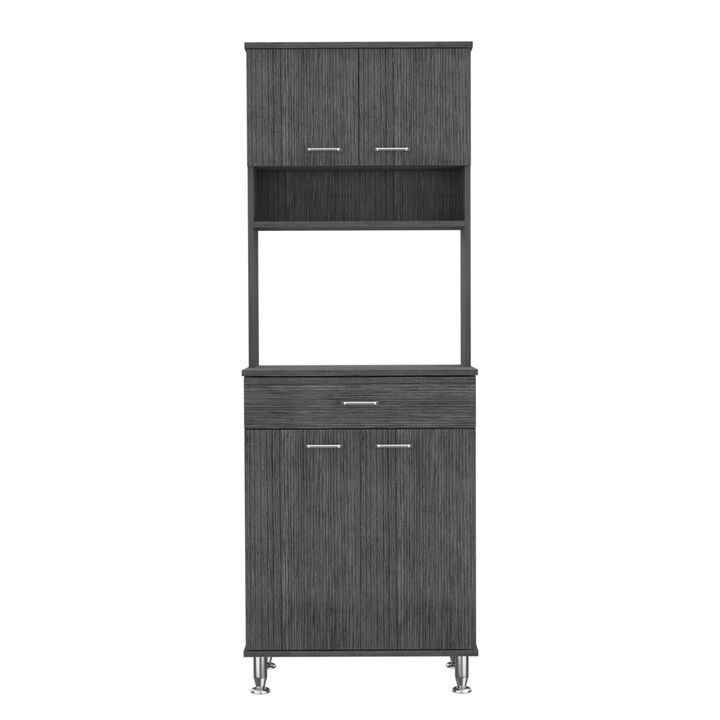 Della 60 Kitchen Pantry With Countertop, Closed & Open Storage - Smokey Oak