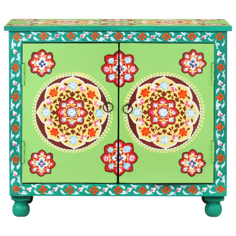 vidaXL Hand Painted Sideboard Multicolor 27.6"x13.8"x23.6" Solid Mango Wood
