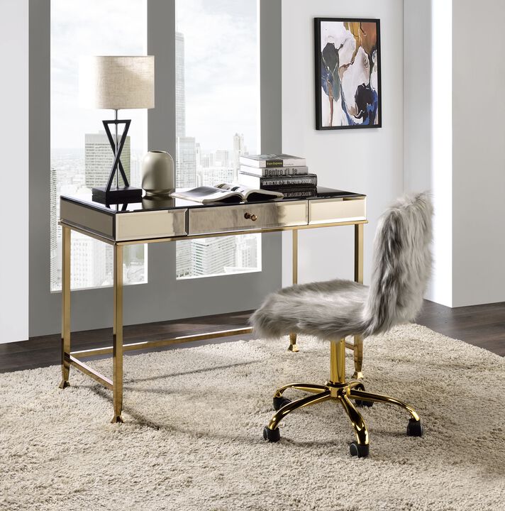 ACME Canine Writing Desk, Smoky Mirrored and Champagne Finish