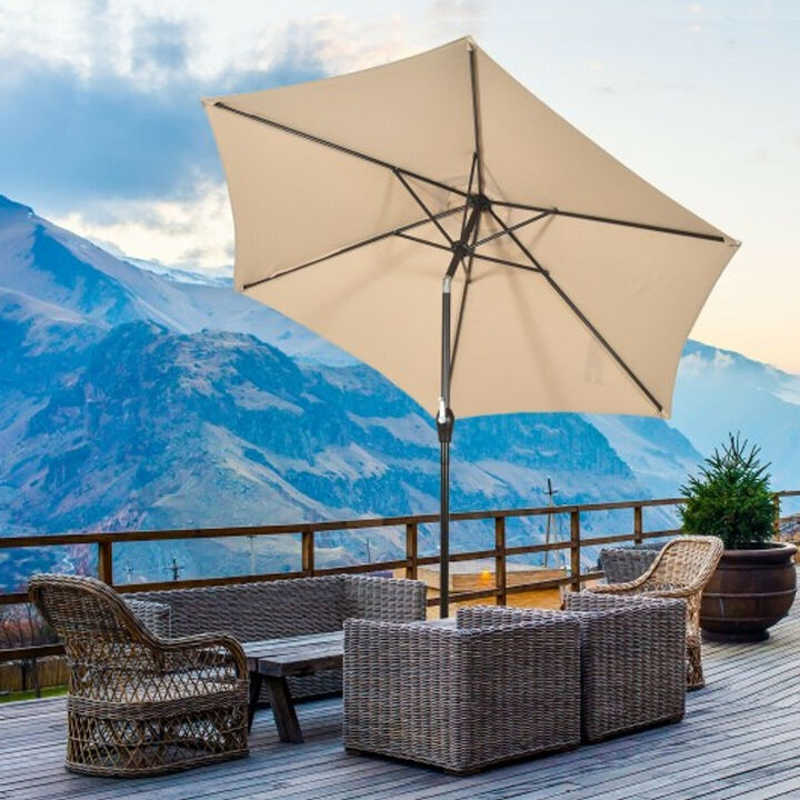 10 ft Outdoor Market Patio Table Umbrella Push Button Tilt Crank Lift