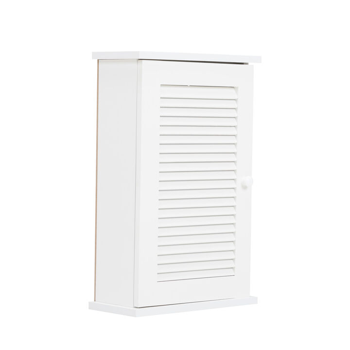 Jaxpety Hanging Cabinet with Louvered Doors White