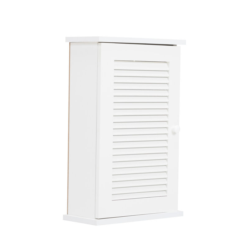 Jaxpety Hanging Cabinet with Louvered Doors White