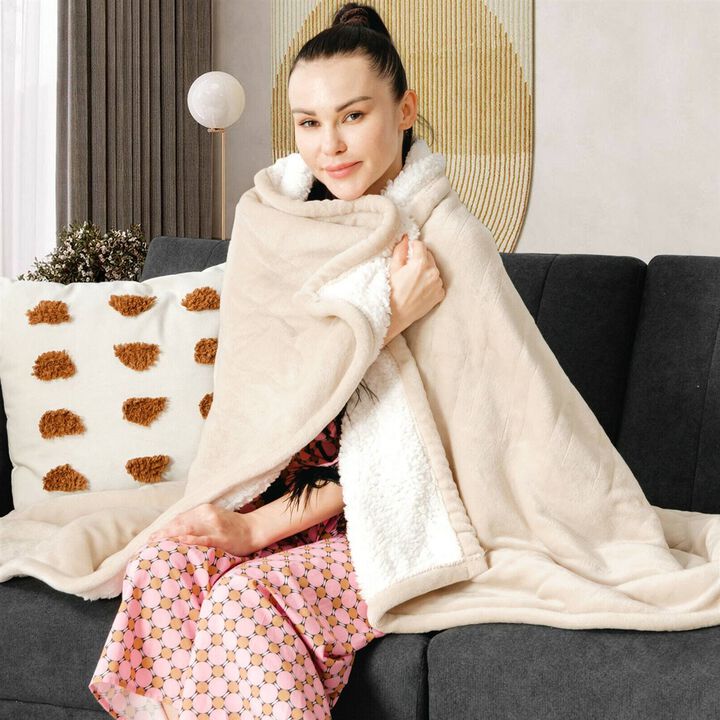 Sherpa Heated Electric Throw Blanket – Adjustable Heat for Personalized Comfort