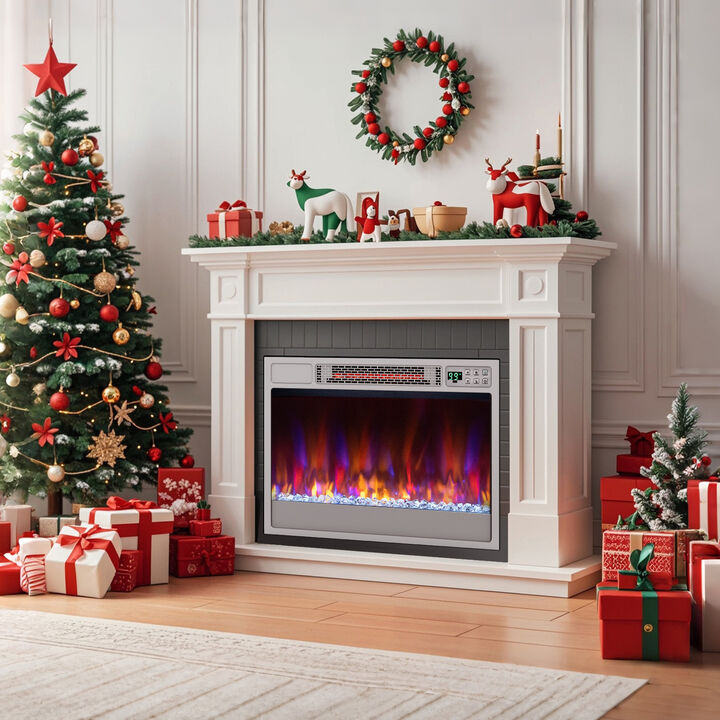 Electric Fireplace Insert with Remote Control for Home or Living Room Heating