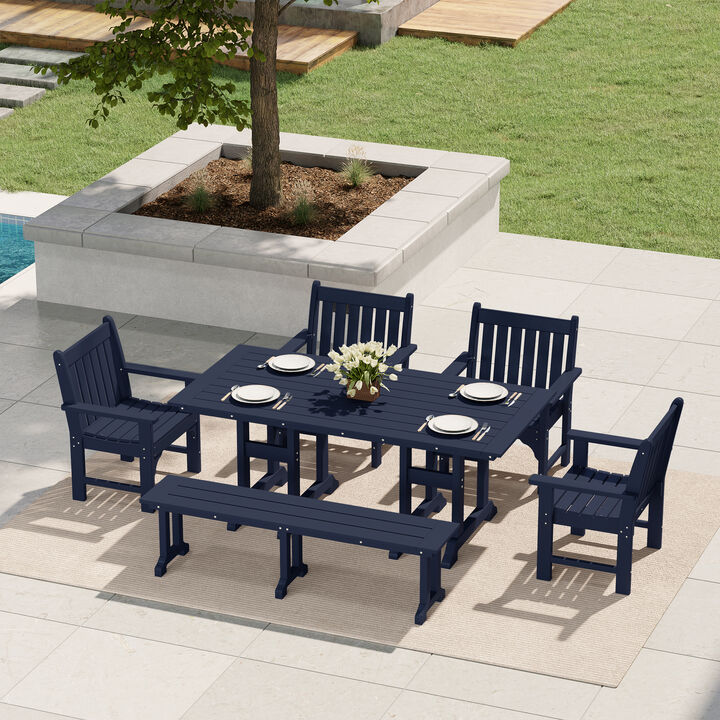 WestinTrends 6-Piece HDPE Outdoor Rectangle Dining Patio Table and Chairs Set