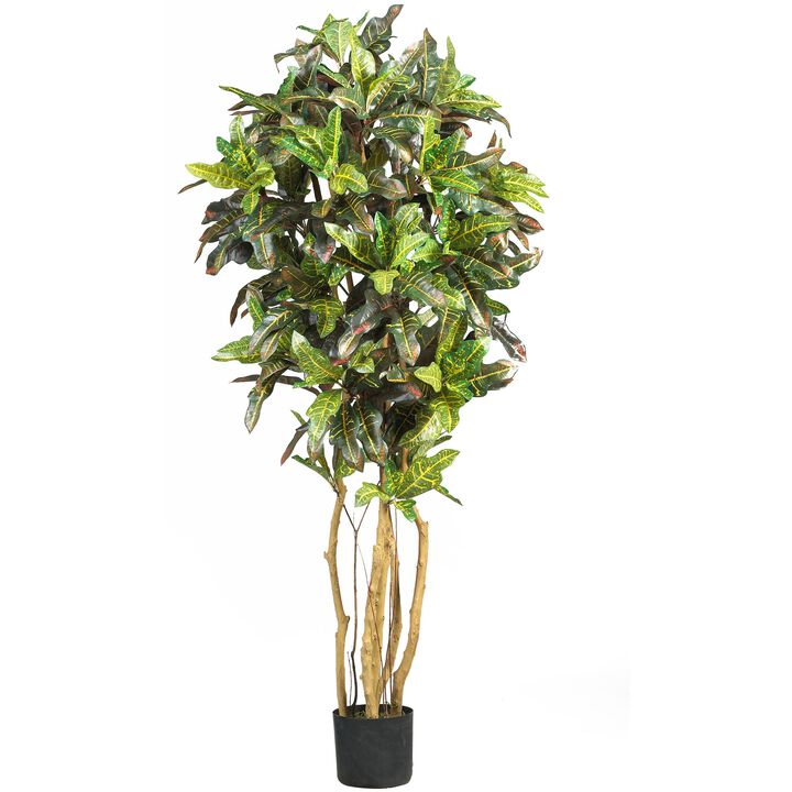 Hivvago 5 Feet Croton Silk Tree