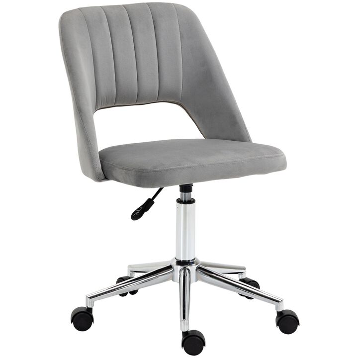 Gray Velvet Task Chair: Executive Mid Back with High-End Gas Lift