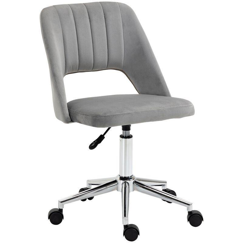 Gray Velvet Task Chair: Executive Mid Back with High-End Gas Lift