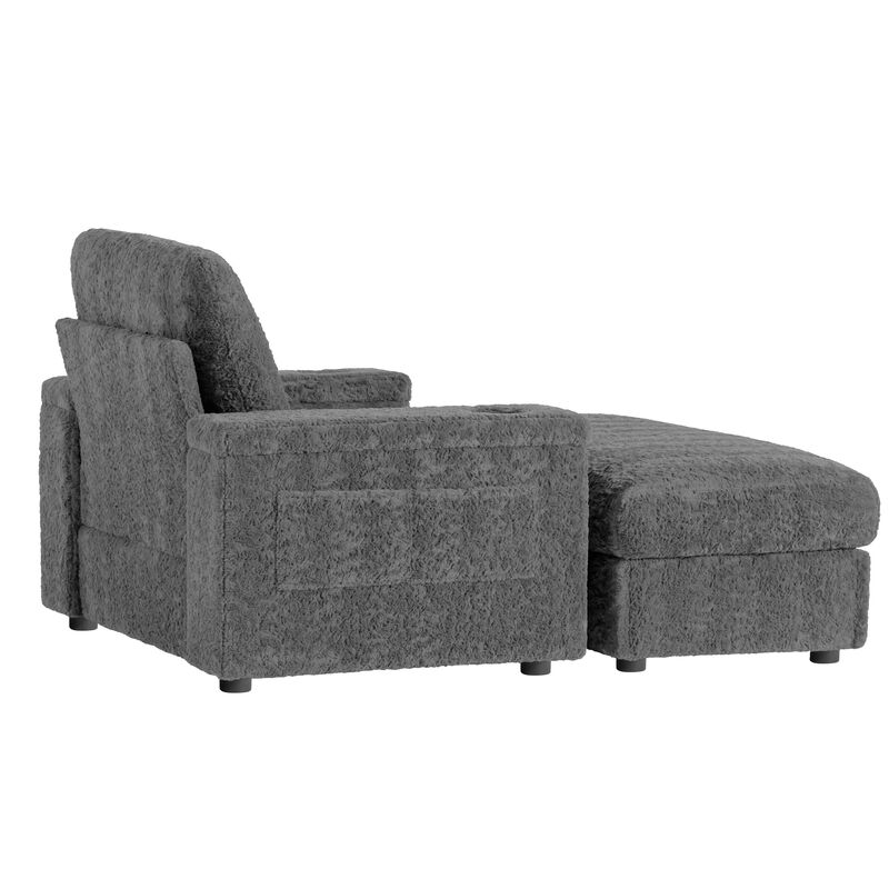 Merax Upholstered Sofa Chair with Storage Ottoman and Armrests