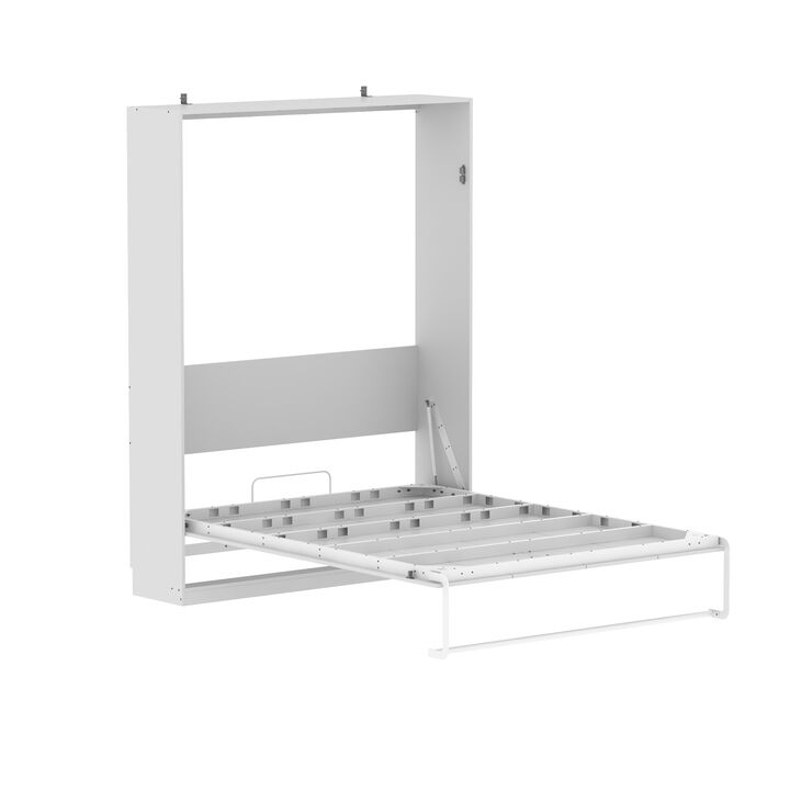 FUFU&GAGA Murphy Bed with Wardrobe, Fold-Out Design, P2 MDF Construction, 800 lbs Weight Capacity, Includes Storage (64.6" W x 85.6" H x 86.8" D),White