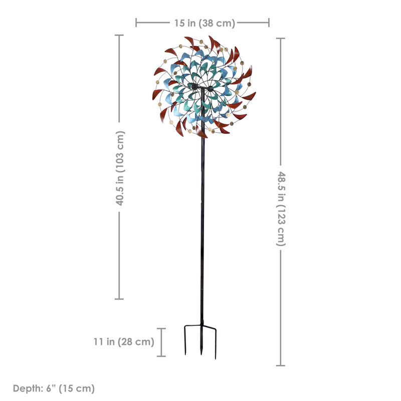 Sunnydaze Rainbow Breezes Powder-Coated Iron Wind Spinner - 84" H
