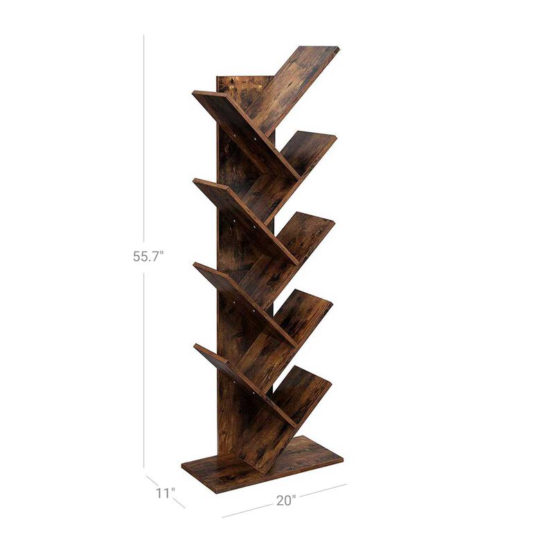 8-Tier Tree Bookshelf with Wooden Shelves – Ideal for Home Office