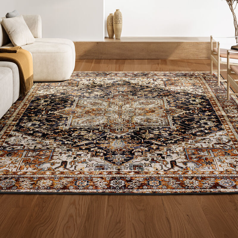 Chapell Chenille Mid-Century Medallion Machine-Washable Area Rug