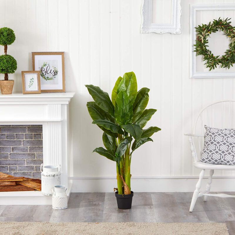 Hivvago 4 Feet Triple Stalk Banana Tree (Real Touch)