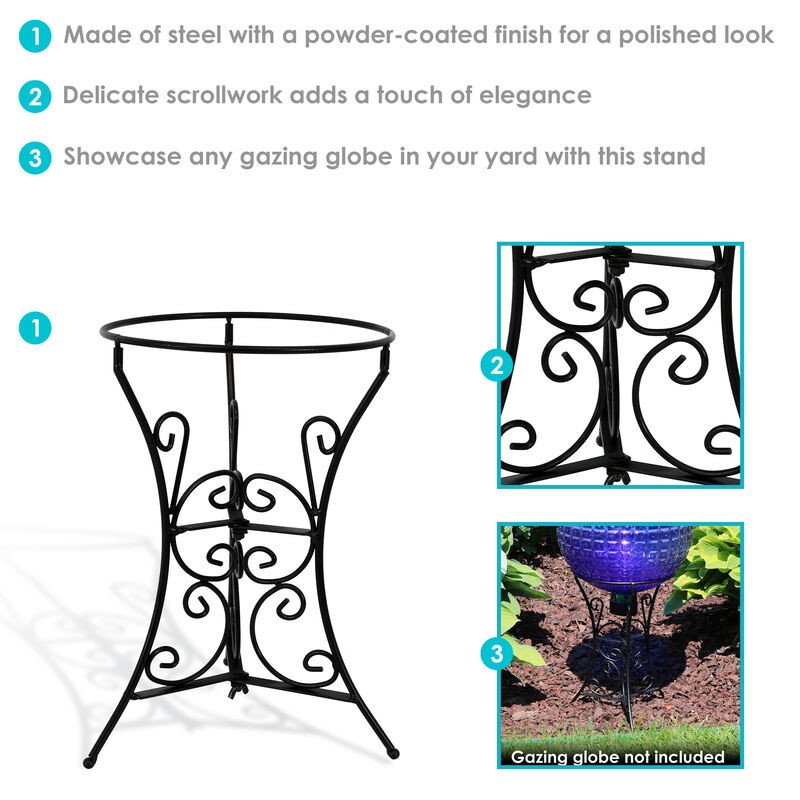 Sunnydaze Decorative Scroll Steel Outdoor Gazing Globe Stand - Black