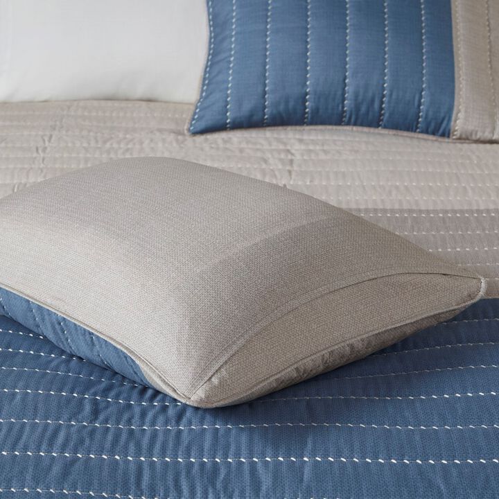 Gracie Mills Fritz Modern Chic 3-Piece Microfiber Quilt Set with Printed Color Blocking