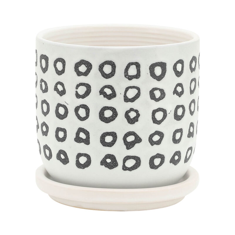 Aztec Planter with Saucer, Black