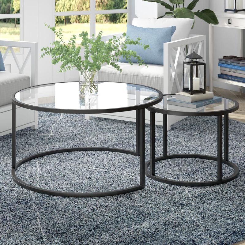 Hudson&Canal Watson Round Nested Coffee Table in Blackened Bronze