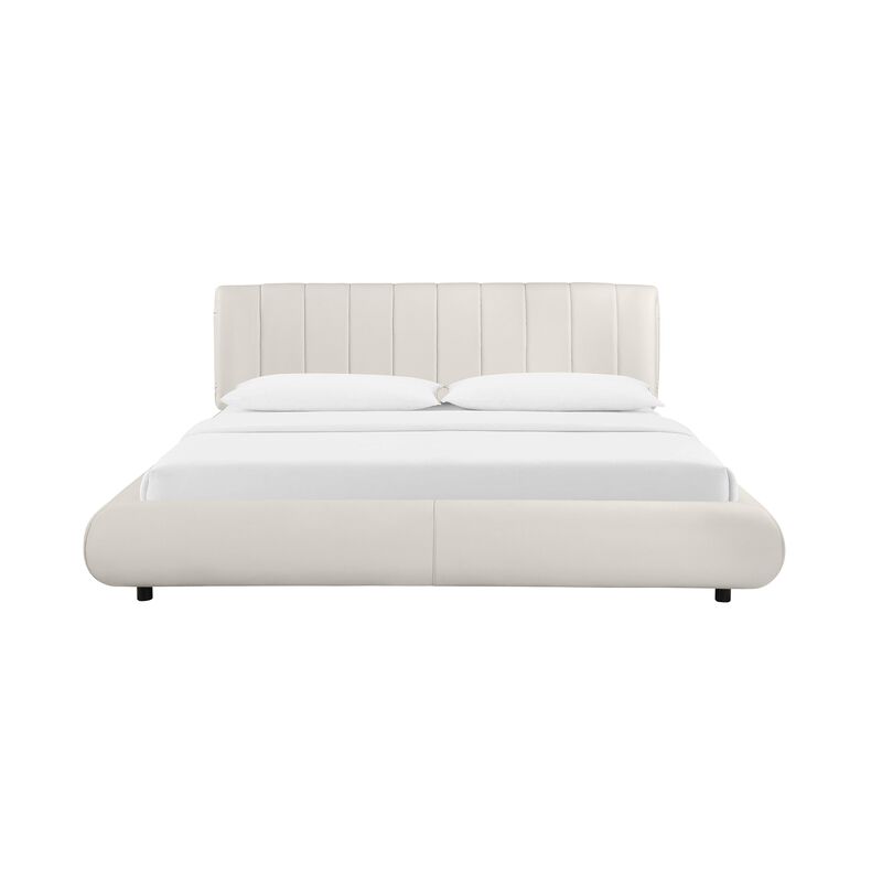 Karol Cream Vegan Leather King Bed