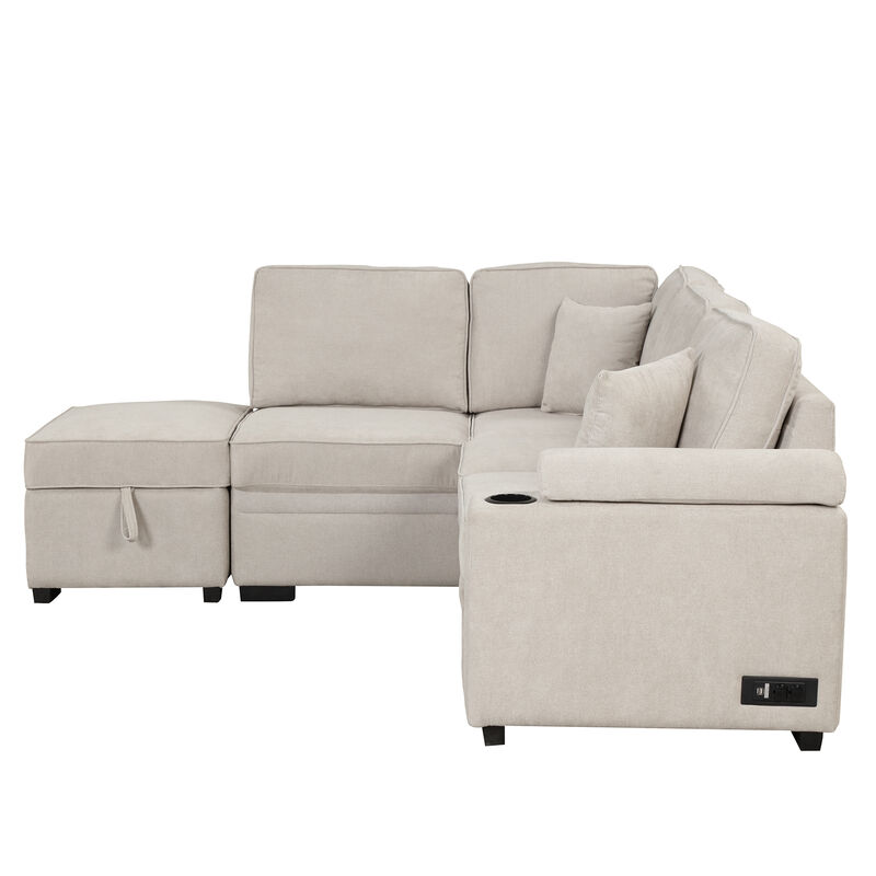 Merax 2 in 1 Pull Out Sofa Bed L Shape Couch