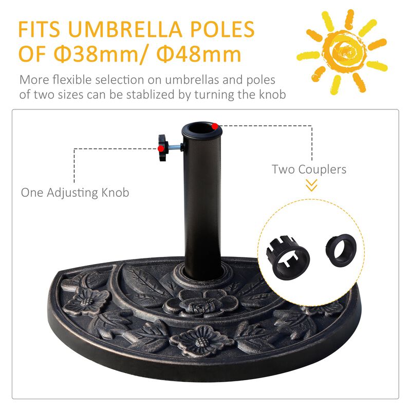 Bronze Umbrella Anchor: 20lbs Half-Round Decorative Resin Base