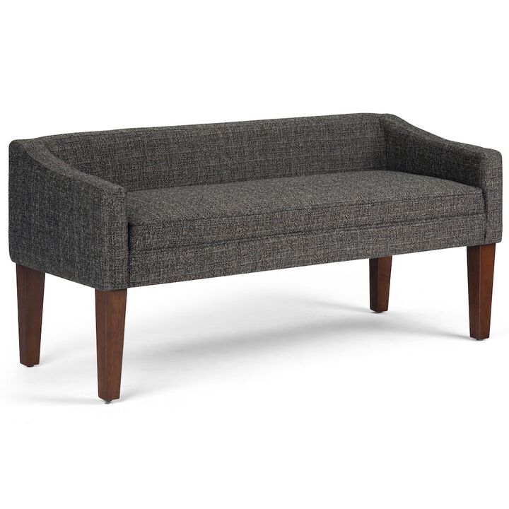 Simpli Home Parris Upholstered Bench In Dark Grey Tweed Look Fabric