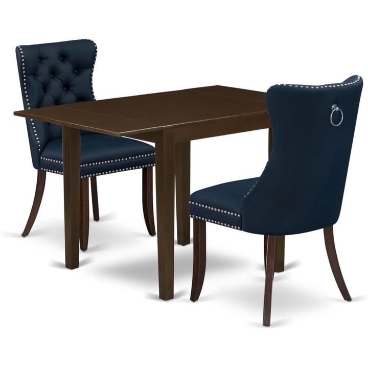 3 Piece Kitchen Table Set Consists of a Rectangle Dining Table with Dropleaf