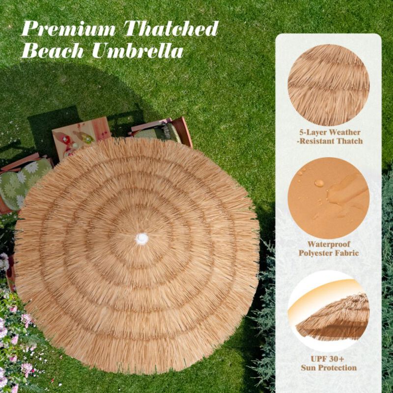 Hivvago 6 Feet Thatched Patio Umbrella with Tilt Design and Carrying Bag