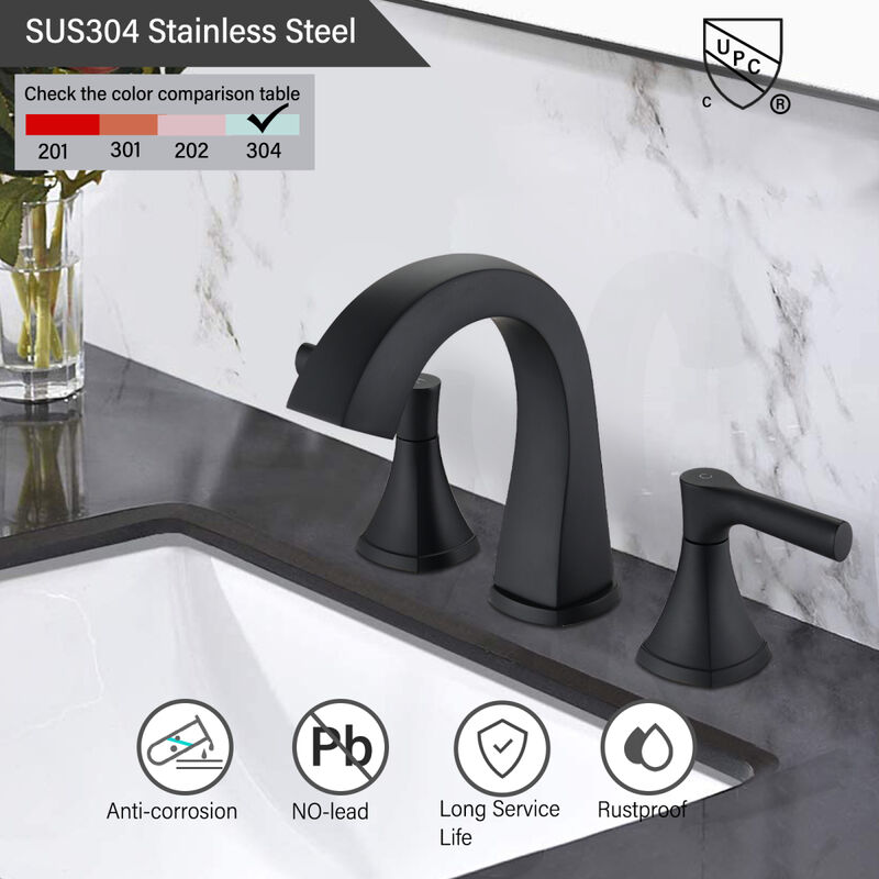 Widespread Bathroom Sink Faucets Two Handle 3 Hole Vanity Bath Faucet With Drain Assembly