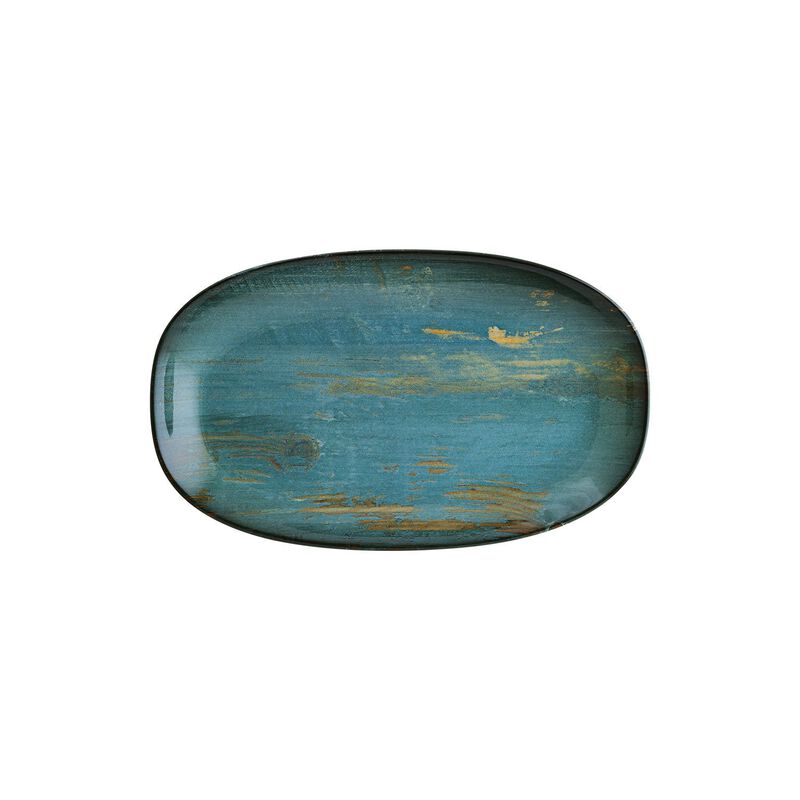 Madera 13" x 7.5" x h:1.5" Oval Decorated Porcelain Platter