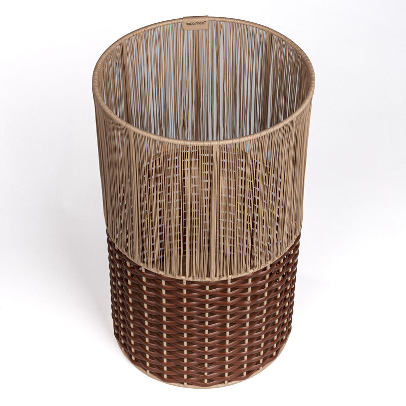 Harper Modern 2-Tone Faux Wicker Cylinder Waste Basket