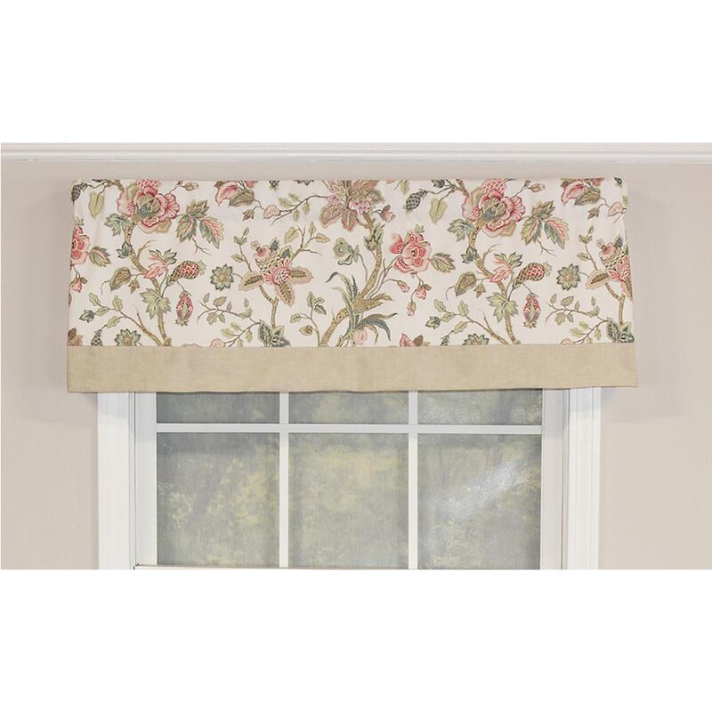 RLF Home Gianna Banded Valance Spa. 3" Rod Pocket, Contrast bottom banding. 50"W x 16"L
