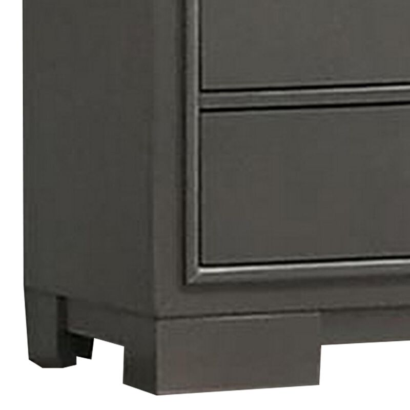 Benjara Aliso 47 Inch Tall Dresser Chest, 5 Drawers, Solid Wood, Dark Gray Finish