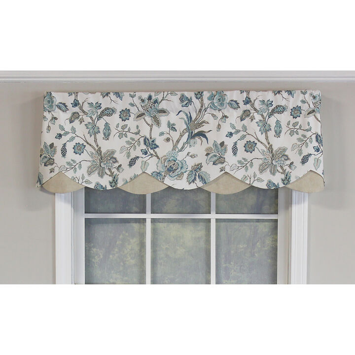 RLF Home Gianna Petticoat Valance White. 3"Rod Pocket, Contrast Bottom fabric. 50"W x 15"L