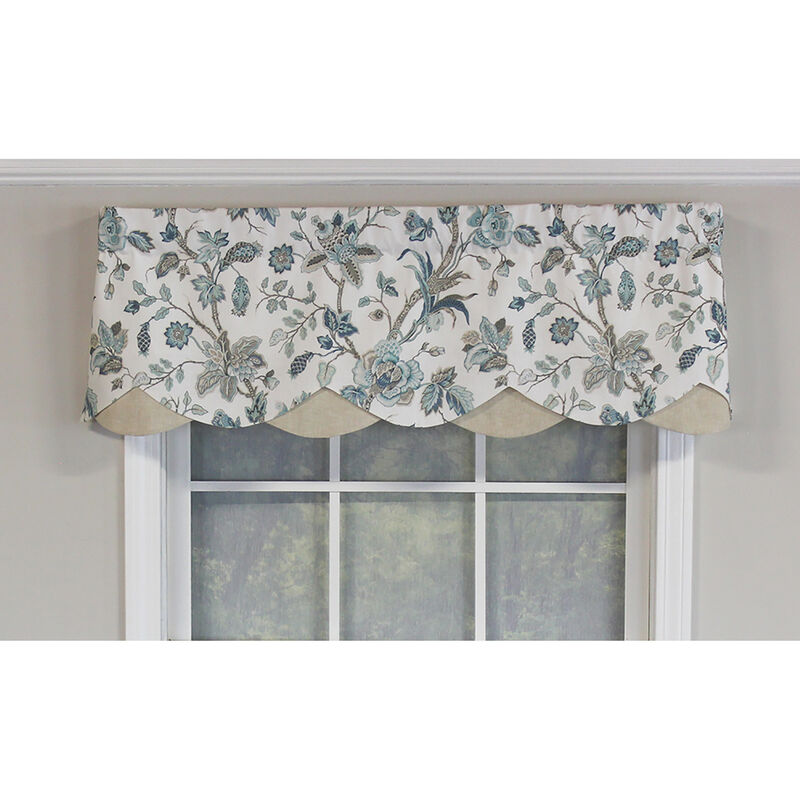 RLF Home Gianna Petticoat Valance White. 3"Rod Pocket, Contrast Bottom fabric. 50"W x 15"L