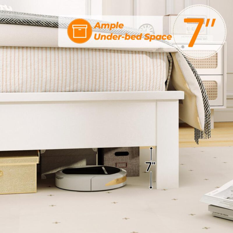 Hivvago Full Size Platform Slat Bed Frame with High Headboard