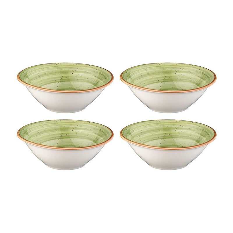 Therapy dia.6.25" h:2" 13 oz. Round Green Porcelain Bowl (Set of 4)