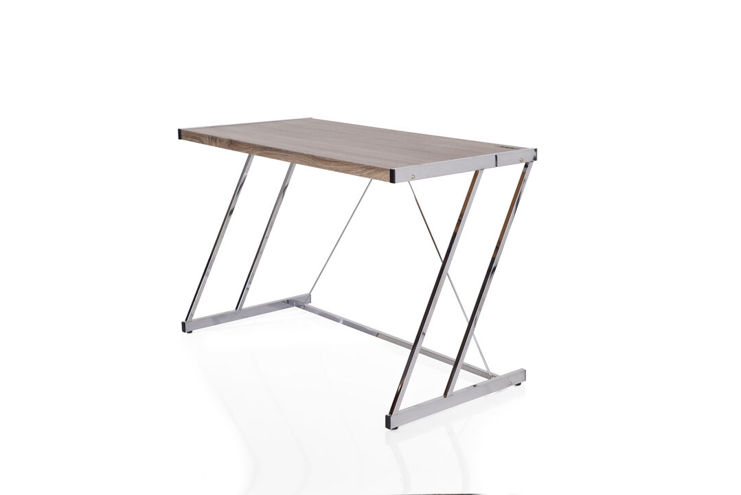 ACME Finis Writing Desk w/USB, Weathered Oak & Chrome