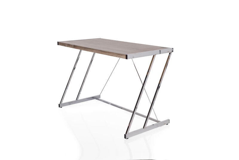 ACME Finis Writing Desk w/USB, Weathered Oak & Chrome