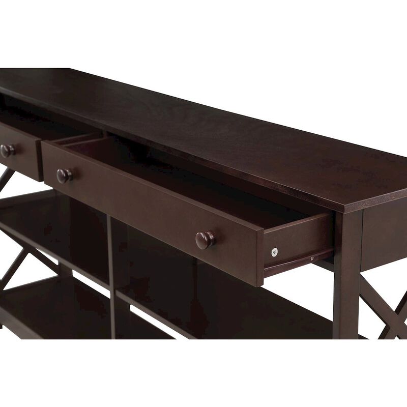 Convenience Concepts Oxford 2 Drawer 60 inch Console Table with Shelves