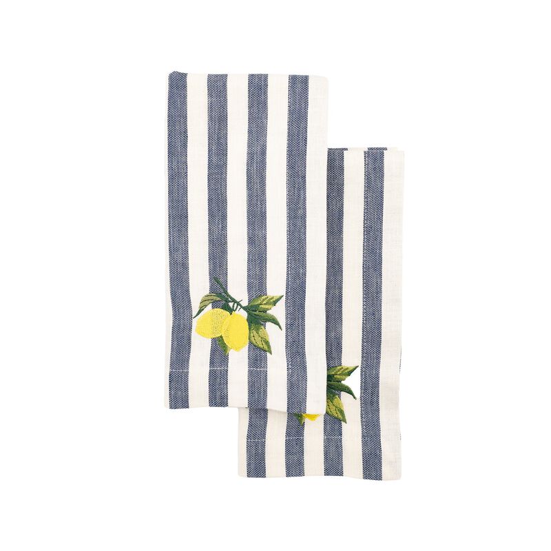 Linen Napkins With Lemon Embroideries, Set of 4