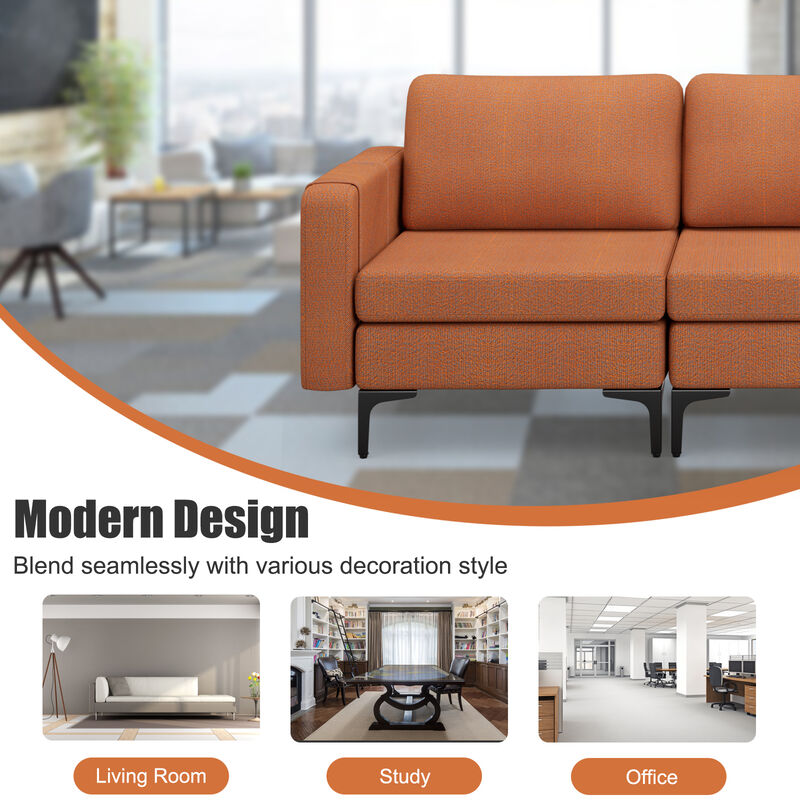 Convertible 3-Seat Sofa Couch with Magazine Pockets and 2 USB Ports for Modern Living Room