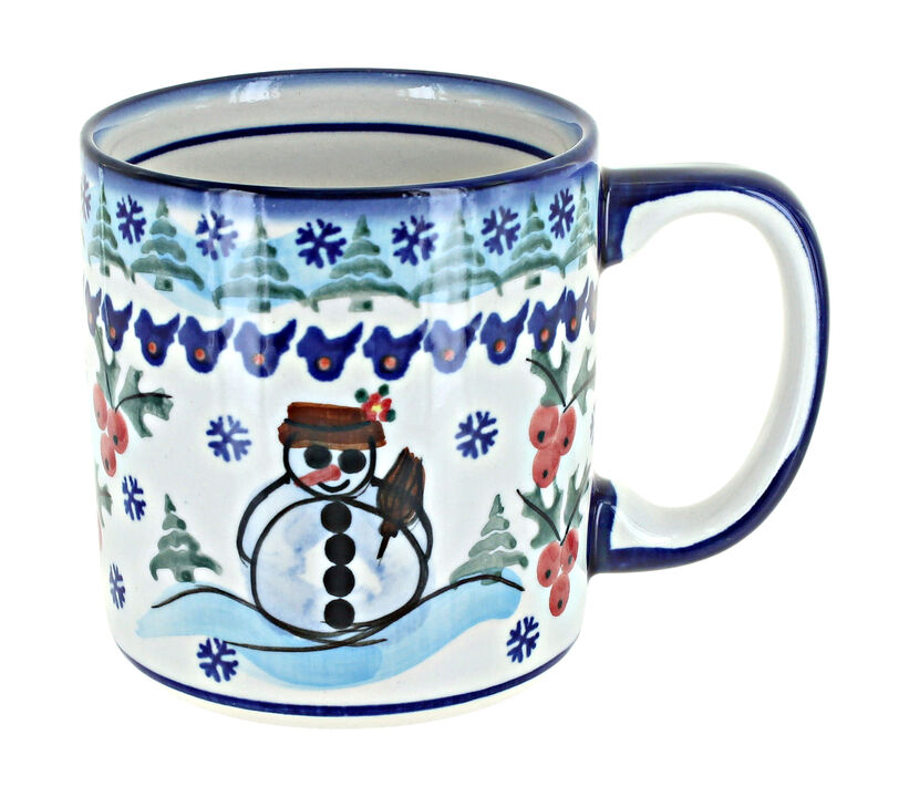 Blue Rose Polish Pottery Cherry Red Bouquet Coffee Mug