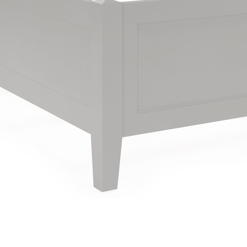 Fritz Queen Size Bed, Three Panel Design, Beveled Top, Gray Solid Wood - Benzara