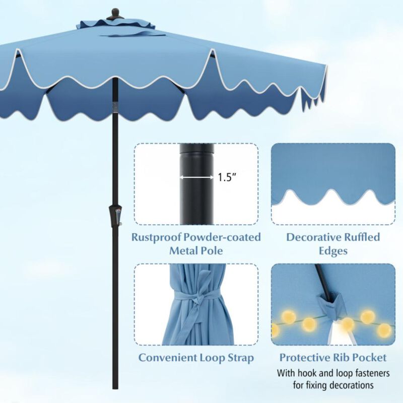 Hivvago 9 Feet Patio Umbrella with Crank Handle and Push Button Tilt